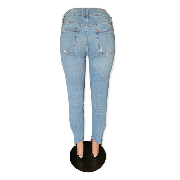 Zara Premium Pearl Embellished Distressed Boyfriend Fit Ankle Jeans‎ Size 6 - Picture 6 of 11